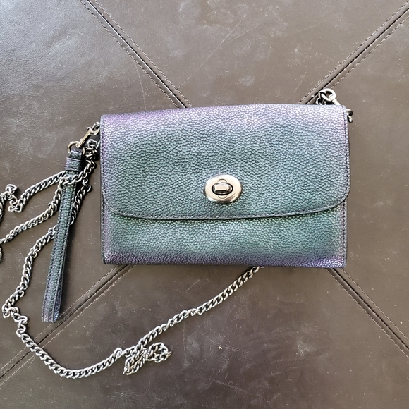 Coach hologram green purple wristlet/crossbody - Picture 1 of 4